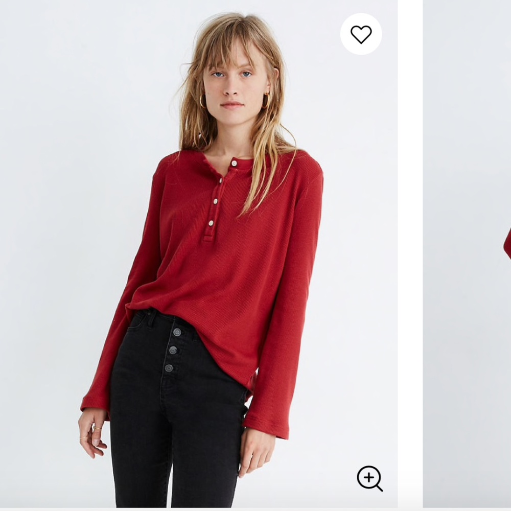 Garment-dyed Thermal Henley Madewell Tee